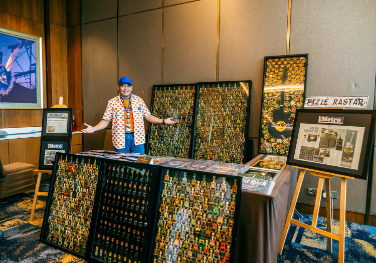 a man standing in front of a display