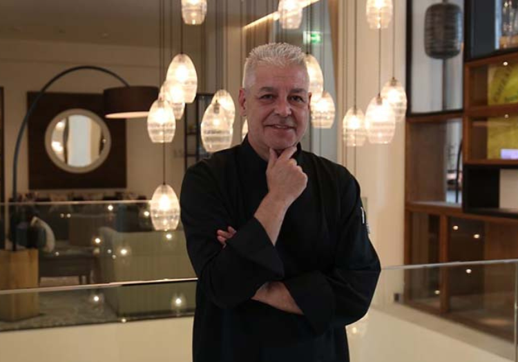 a man in a black shirt