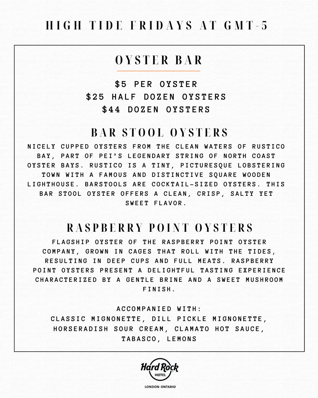 Shuck, Sip, & Serenade - Oysters, Caviar & Martinis Fridays in October