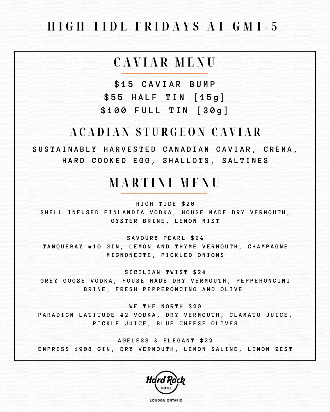 Shuck, Sip, & Serenade - Oysters, Caviar & Martinis Fridays in October