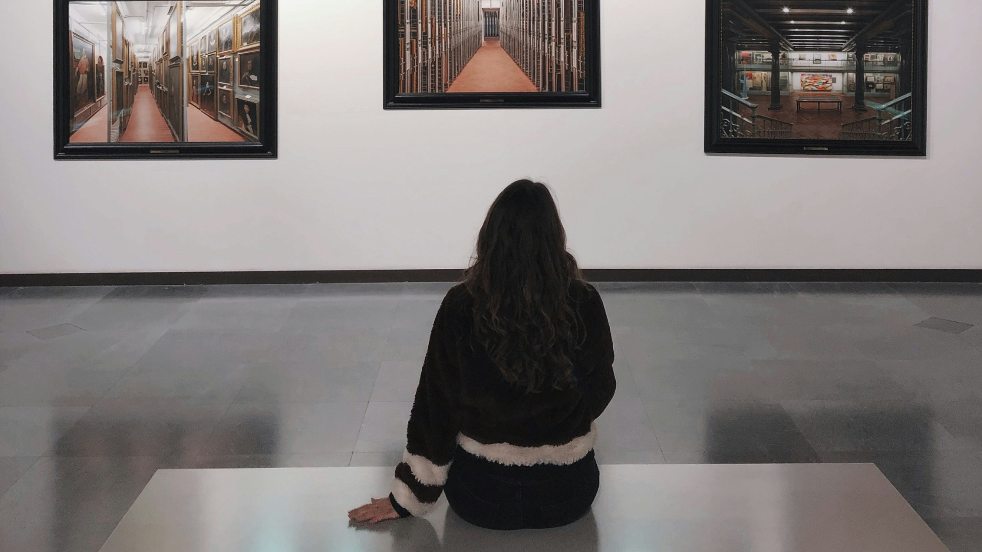 Woman in an art gallery