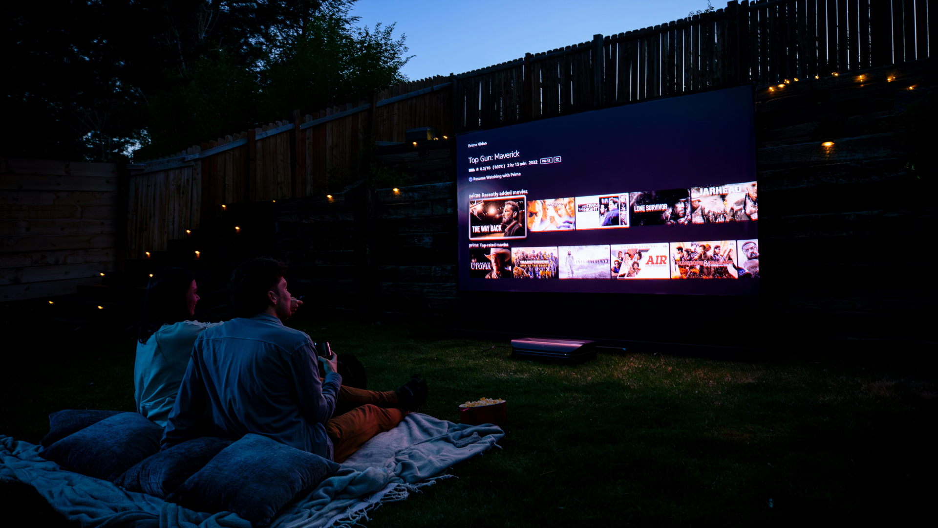 Couple enjoying outdoor movie near Hard Rock Hotel New York