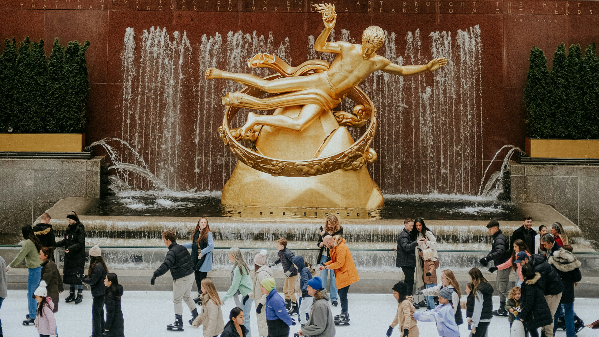 Guest enjoying ice skating at Rockefeller Center