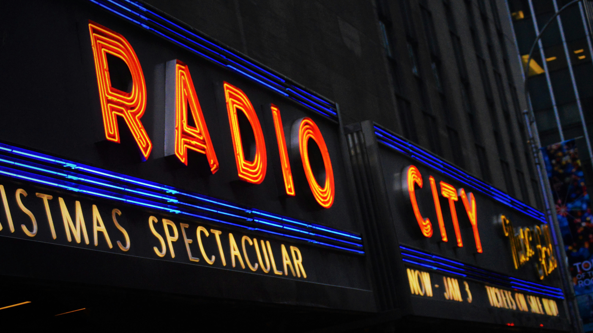Exterior of Radio City sign